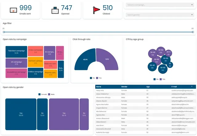 Email marketing dashboard