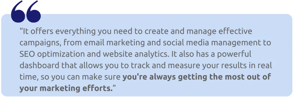 Quote where a SaaS user says that the analytics features of a SaaS company have great personalization