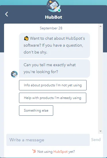 HubSpot chatbot as an example of an AI use case