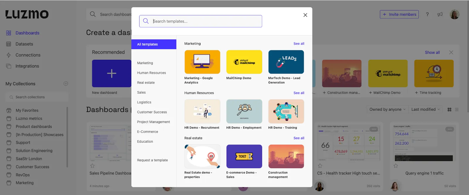 Luzmo dashboard templates