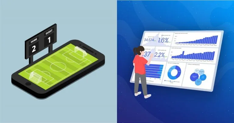 Visual comparing the stickiness of a dashboard to soccer fans who are clustered to the scoreboard