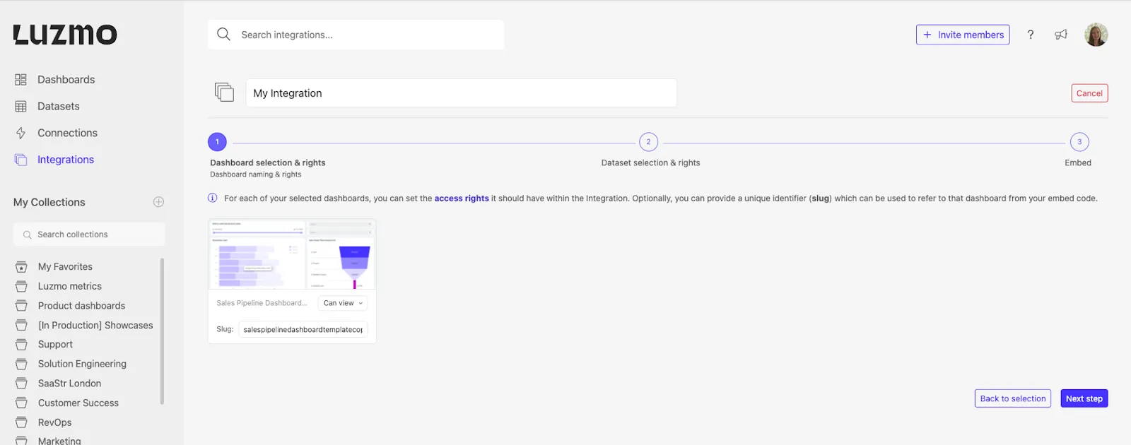 dashboard embedding in Luzmo