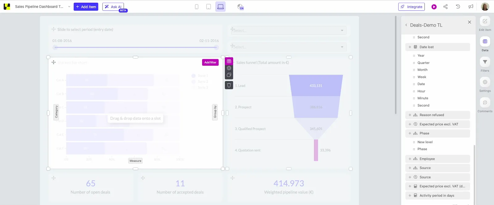finished visualization in Luzmo
