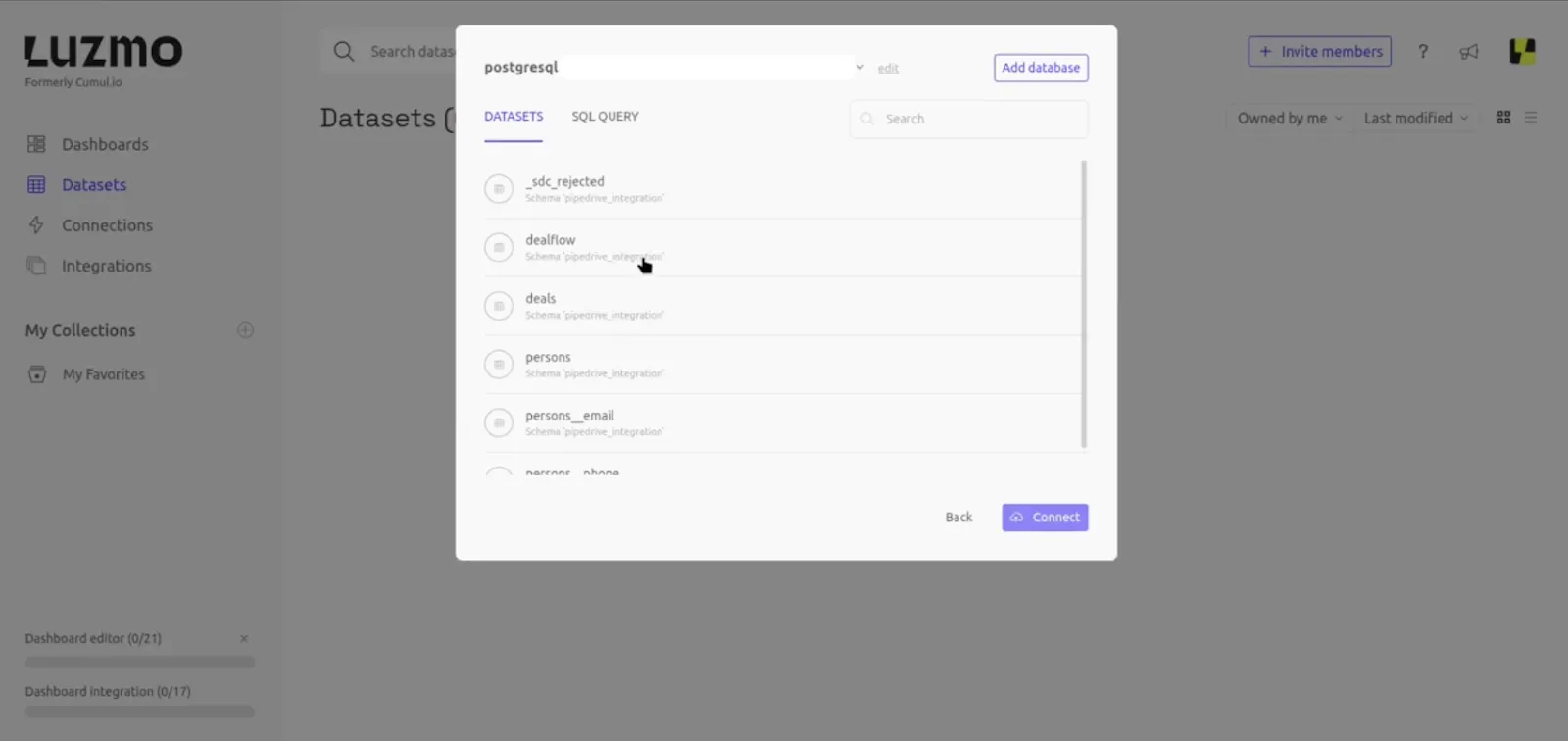datasets in Luzmo