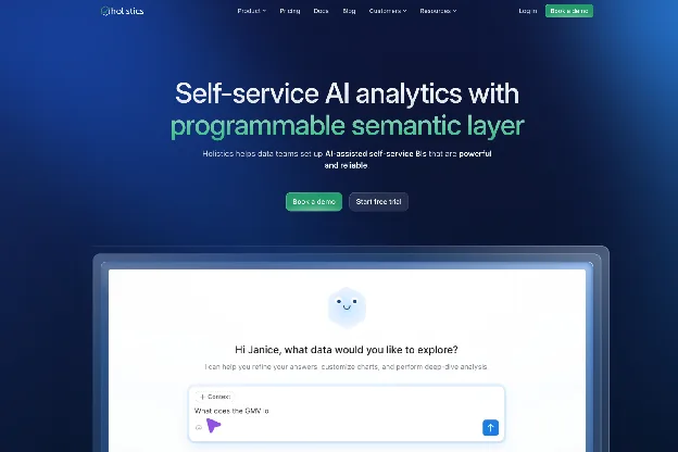Holistics embedded analytics platform homepage