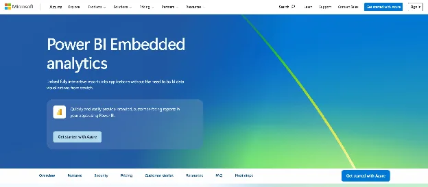 Power BI embedded analytics platform homepage