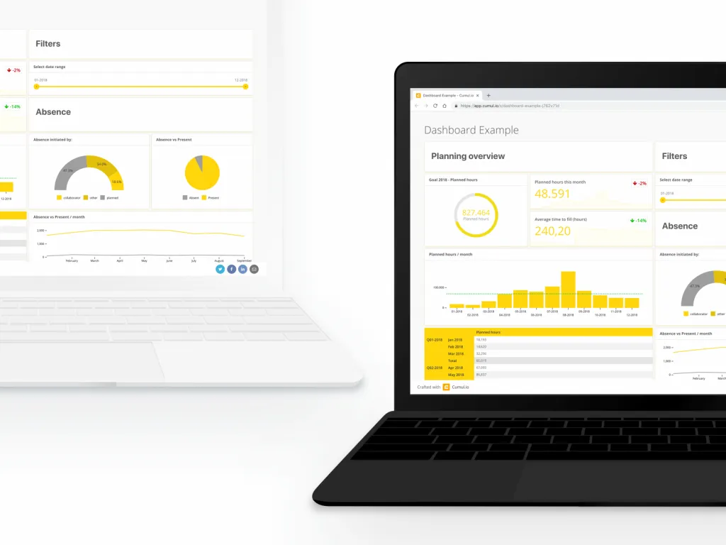 Example of Luzmo dashboards in Beeple