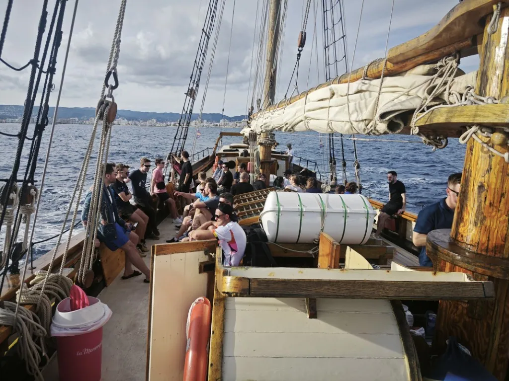 Luzmo team members on a sailing trip during a company offsite.