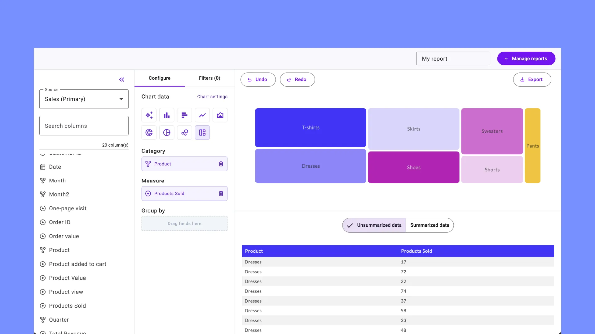 Report builder preview
